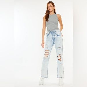 KanCan Dixon Ultra High Rise 90s Boyfriend Jean Distressed Acid Wash Size 5/26